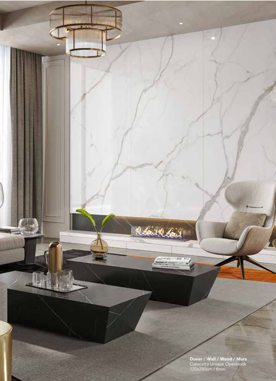 120x280 serisinden CALACATTA UNIQ yüzeyi